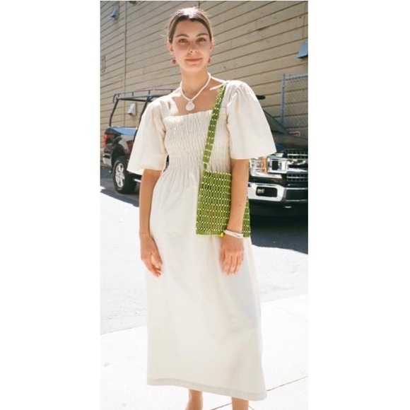 Lisa Says Gah! Dresses & Skirts - Lisa Says Gah! Linen Midi Dress in Oat Milk